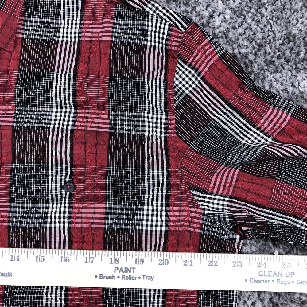 Haupt Shirt Mens 2XL Red Plaid Textured Long Sleeve Button Up Casual Woven - Picture 6 of 9